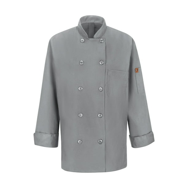 Red Kap Womens Long Sleeve Ten Button Chef Coat with Mimix and Oilblok